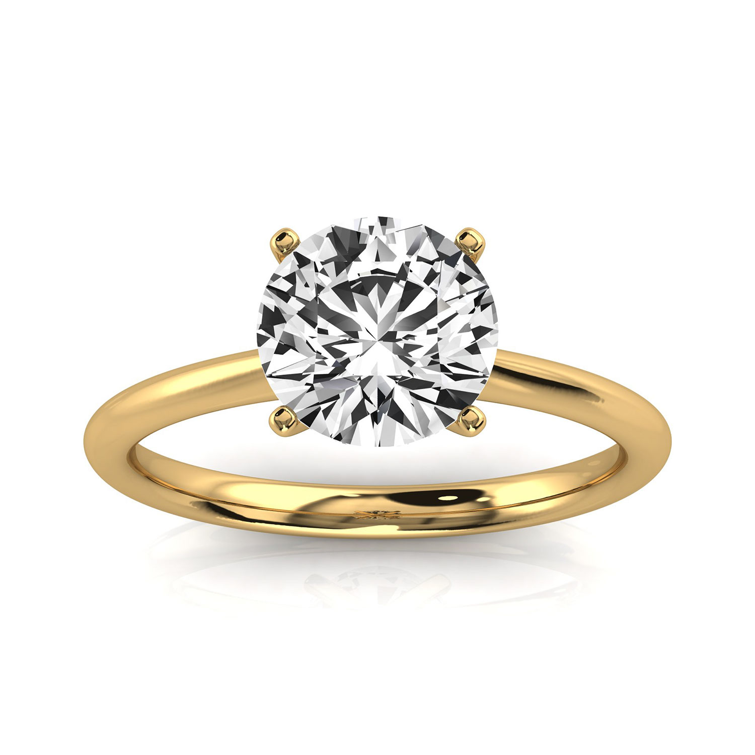 14K Yellow Gold Reli 2 MM Solitaire Ring